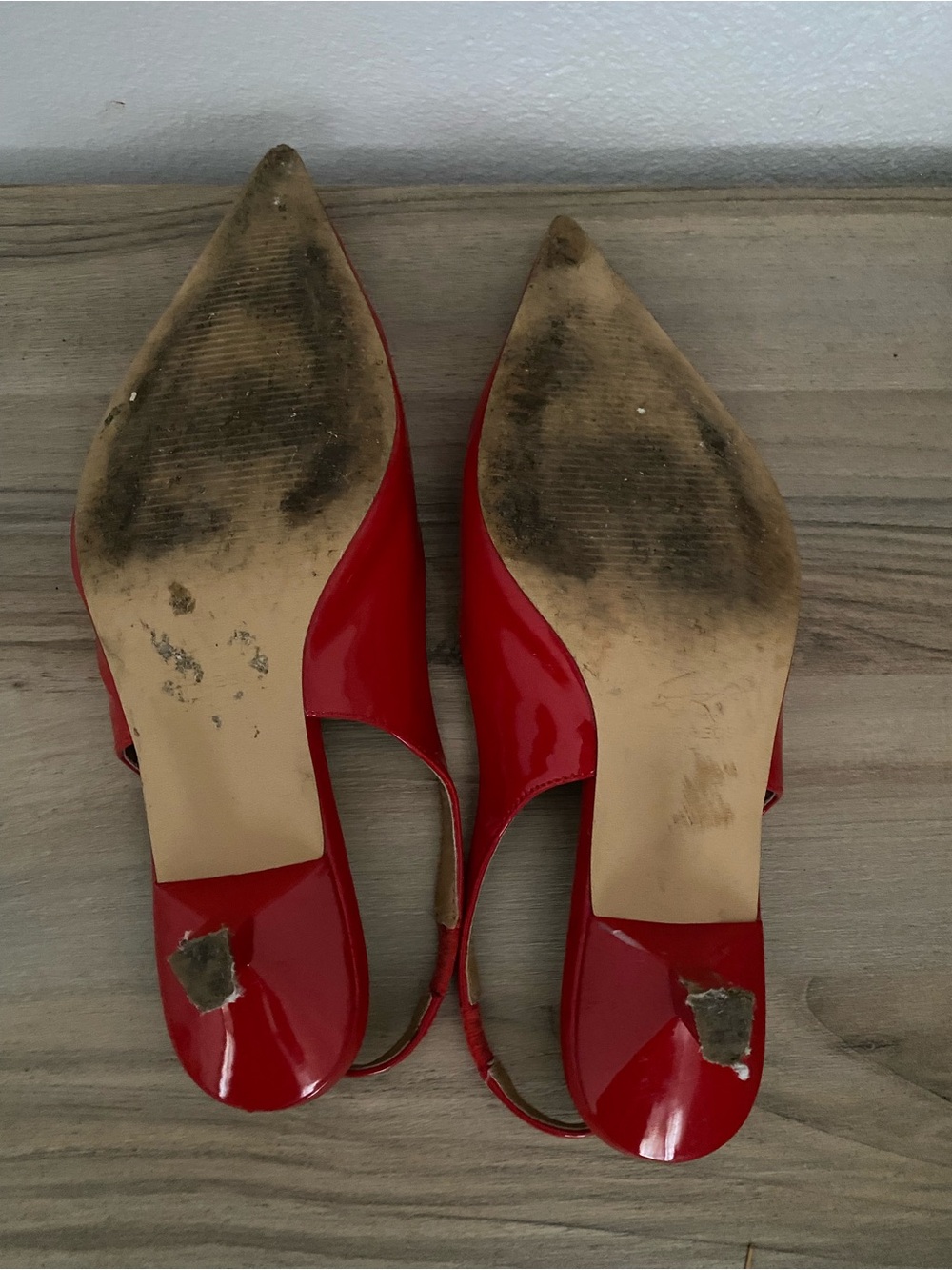 Express Red Patent Pointed-Toe Slingback Heels - Picture 6 of 6